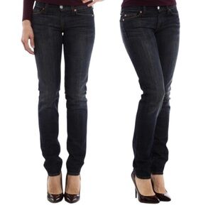 7 For All Mankind Roxanne Jeans Women’s 25 Dark Wash Slim Fit Mid Low Rise 7FAM